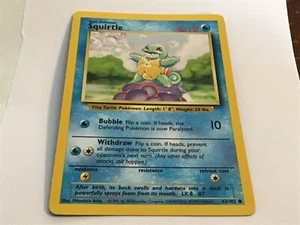 SQUIRTLE - Base Set - 63/102 - Common - Pokemon Card - Unlimited Never Played - Picture 1 of 2
