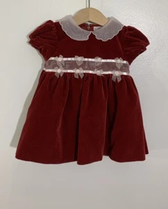 Vintage Dress Baby Velvet Christmas 3-6 Months - Picture 1 of 8