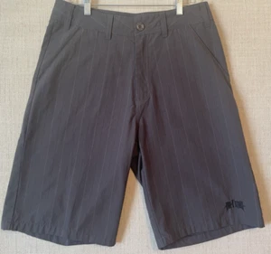 VTG Y2K  No Fear Chino Shorts Men Sz 32 Gray Logo Striped Skateboard Embroidered - Picture 1 of 15