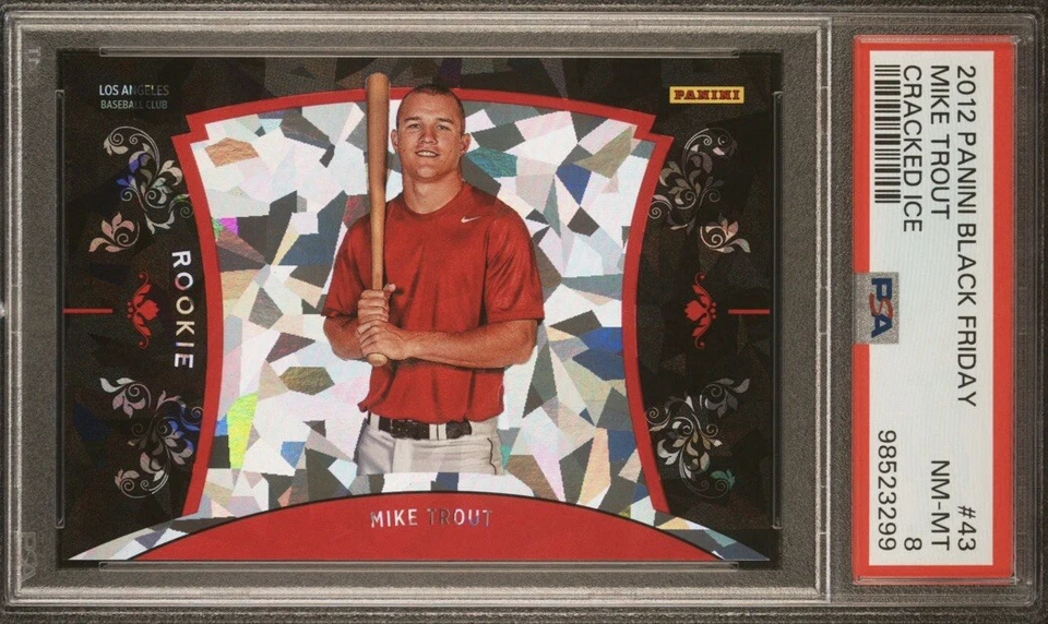 2012 PANINI BLACK FRIDAY 43 MIKE TROUT ROOKIE CRACKED ICE PSA 8. (POP 1)  - Image 1 of 2