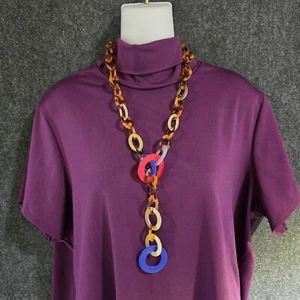 Collana J.Crew Tartaruga Lucite Catena Maglia Tono Oro Dichiarazione 19 in - Foto 1 di 7