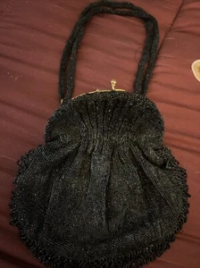 Koret Tessor Evening Bag Beaded Black Purse 50s? - Picture 1 of 5