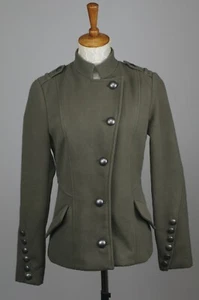  Anthropologie JACK grün Militärstil modisch große Knöpfe Jacke Mantel - Bild 1 von 11