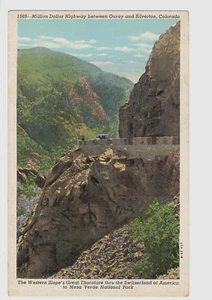 Million Dollar Highway Between Ouray and Silverton Colorado UNP Linen Postcard  - Picture 1 of 2