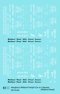 K4 HO Scale Decals Allegheny Midland Road Hopper Boxcar Caboose White and Black - Picture 1 of 2