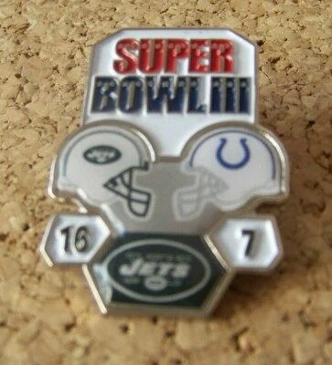 SB Super Bowl 3 III pin NY New York Jets Baltimore Colts Bradford Exchange NFL - Image 1 of 4