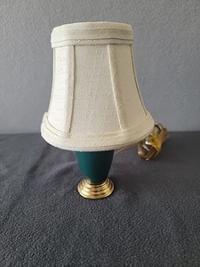 VINTAGE 10" SMALL TABLE LAMP WHITE CLOTH SHADE LIGHT Tested (No Lamp) - Picture 1 of 6