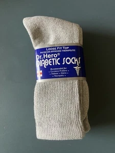 Dr. Hero Men's Gray Circulatory Diabetic Crew Socks 9-11 Set Of 3 Pairs - Picture 1 of 7