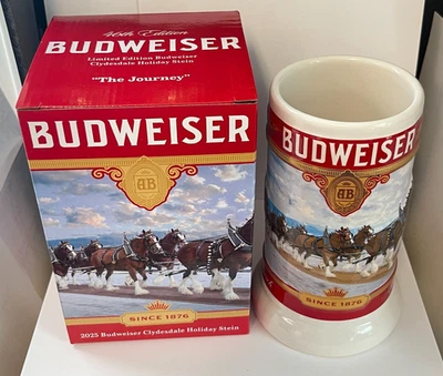 2025 Budweiser Holiday Stein 46th Anniversary Edition Christmas mug series  NEW! - Image 1 of 4