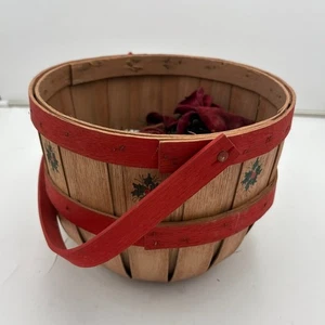 Vintage handgefertigter/handbemalter Basketville Weihnachten Winter Korb mit Stechpalme/Beere - Bild 1 von 6