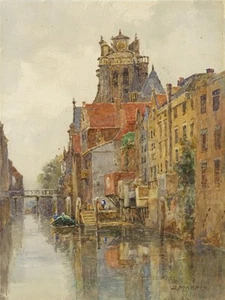 Dordrecht Netherlands Watercolour Painting D Mappin Late 19th Early 20th Century - Picture 1 of 6