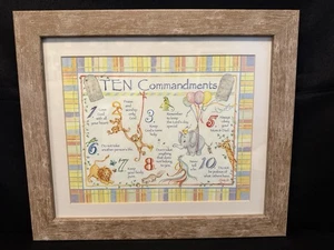 The TEN COMMANDMENTS Carpentree Mandy B ZOO ANIMALS Christian Print Nursery - Picture 1 of 15
