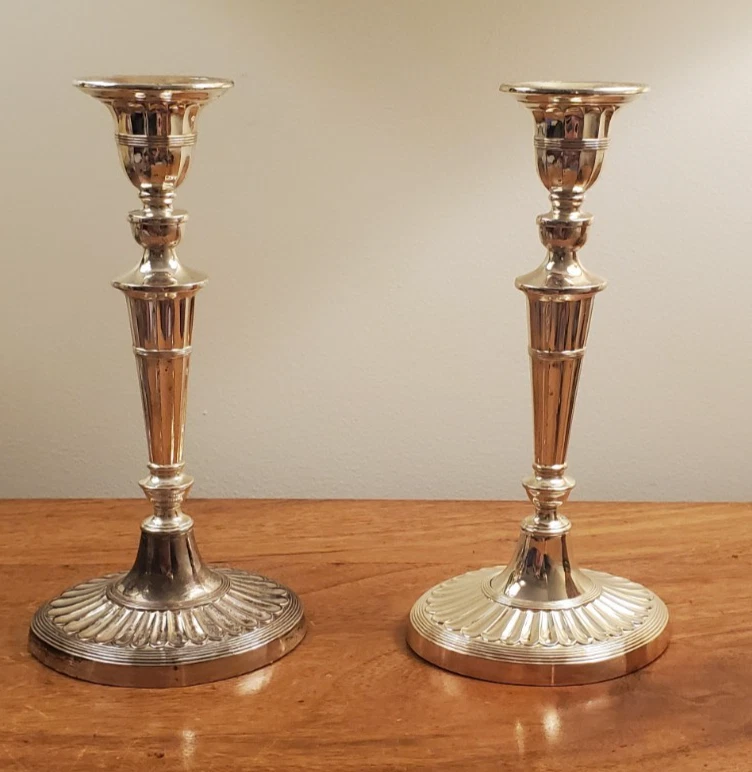 Pair of Vintage Gorham Newport Silverplate Tall Candlesticks c. 1950's 9 Inch - Image 1 of 4
