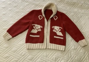 Handmade Zip Up Cow Christmas Sweater Red Cream Details  Large No Reindeer Here! - Picture 1 of 16