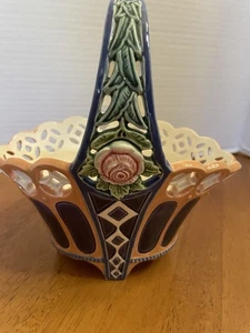 EICHWALD Majolica Pottery Classic Art Nouveau Hand Painted Unusual Colors Czech - Picture 1 of 7