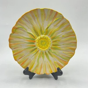 Anthropologie Piatto Lilypad Giallo Laterale Insalata Piatto Dessert Fiore 8,25” Nuovo - Foto 1 di 5
