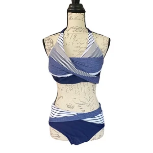 Blue White Wrap Bikini Size X-Large NEW - Picture 1 of 2