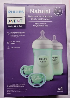 PHILIPS AVENT Natural Response Nippel Baby Geschenkset + 2er Pack Brustwarzen 1m+ (Flow 3) - Bild 1 von 4