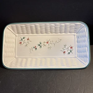 Pfaltzgraff Winterberry Basketweave Weihnachten Brot Tablett Servierschale Teller Neu ohne Karton - Bild 1 von 5