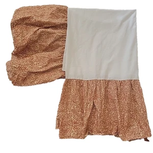 RALPH Lauren SAN LUCA SCROLL KING 15" Drop Bed Skirt Dust Ruffle Red/ Tan - Picture 1 of 3