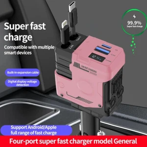 4 Port Super Fast Car Charger Adapter Cigarette Lighter For iPhone Android LOT - Picture 1 of 27