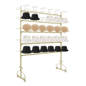 5 Tier Hat Display Rack Free Standing Metal Caps Headwear Stand 60Hats Organizer - Picture 1 of 16