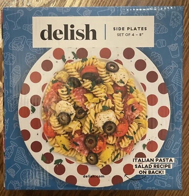 Juego de 4 placas laterales Delish punto rojo de 8 pulgadas nuevas Foto 1 de 2