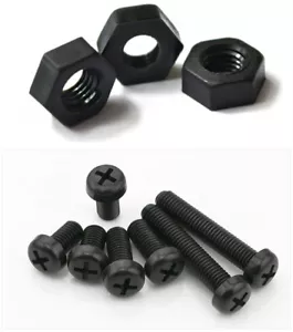 80 Stck. M3 Schwarz Nylon Schrauben UND Muttern Sortiment Kit 8 Größen - Bild 1 von 1