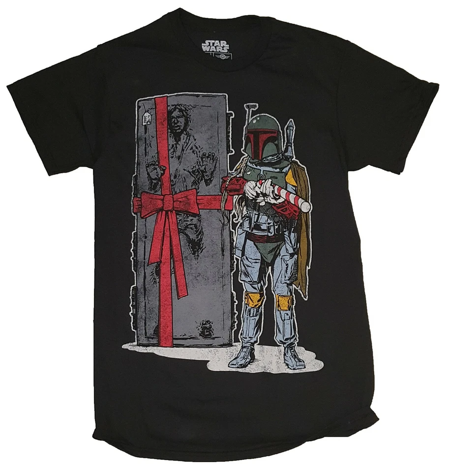 Camiseta Boba Fett & Han Solo Frozen - Carbonite Present Negra Gráfica (Hombre S) Foto 1 de 1