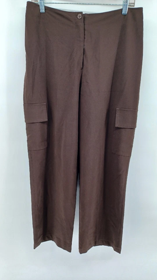 Pantalones cargo para mujer LARRY LEVINE elásticos 12 marrón vestido de carrera elástico tiro alto Foto 1 de 4