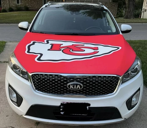 Kansas City Chiefs Custom Auto Hood Cover | Sport Flags |Hood Flags| Chiefs Cover