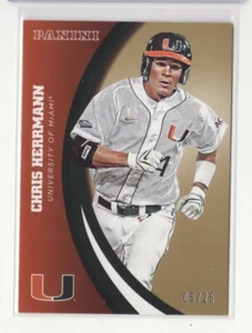 2015 Panini Collegiate Miami Gold #72 Chris Herrmann /25 - Flat S/H - Picture 1 of 1