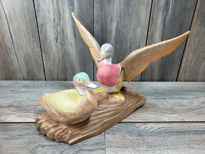 Mallard Ducks Statue Hand Painted Ceramic Vintage Holland Mold - Picture 1 of 12
