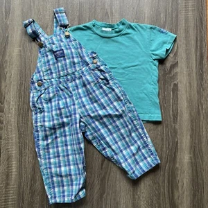 Vintage Oshkosh B’Gosh Boys Bib Overalls Outfit Size 3T Bibs with T-Shirt - Picture 1 of 12