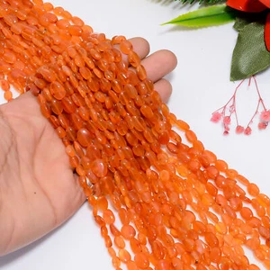 Natural Carnelian Gemstone Oval Shape Smooth Beads 7X5 11X6mm Strand 12.5" EB858 - Picture 1 of 4