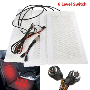 Universal Car Seat Heater Round Knob 6 Level 12V Carbon Fiber Heated Seat Pads - Picture 1 of 10