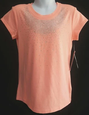 Faded Glory Short Sleeve Glitter Waterfall Design Tee Girl's Sz S/CH (6-6X) NWT - Imagem 1 de 4