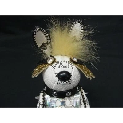 MCM Conejo Visetos Logo Bolso de Cuero Dije Blanco Metal Pesado Llavero Llavero Foto 1 de 4