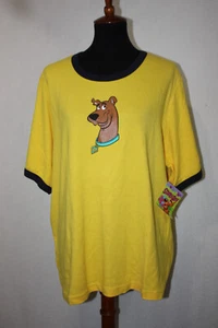 NWT Scooby Doo Sz 3X Yellow Black Ringer Jerry Leigh T Shirt Baseball Jersey - Picture 1 of 6