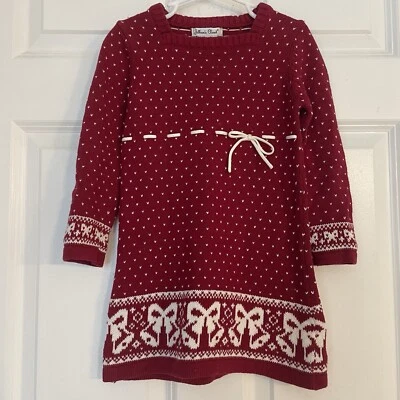 Vestido Jillian's Armario Talla 3T Niñas Rojo Suéter Vacaciones Invierno Vestido Blanco Campana Foto 1 de 4