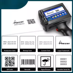 12.7/25.4mm Label Printer Handheld Inkjet Printer QR Bar Batch Code Date Number - Picture 1 of 24