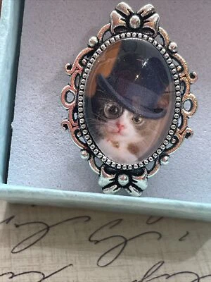 Sombrero de copa de gato plateado gótico geek joyería esmoquin gafas meñique anillo de regalo ajustable Foto 1 de 4