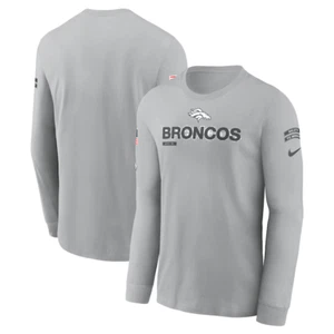 Nike Men's MEDIUM Denver Broncos Salute To Service Long Sleeve T-Shirt in Gray - Picture 1 of 3