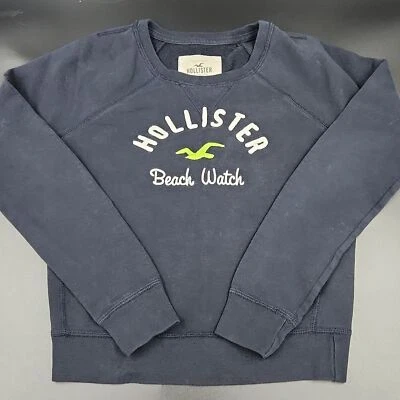 Hollister Girls Sweatshirt Beach Watch Navy Blue Youth Size XS Embroidered Bird - Image 1 of 4