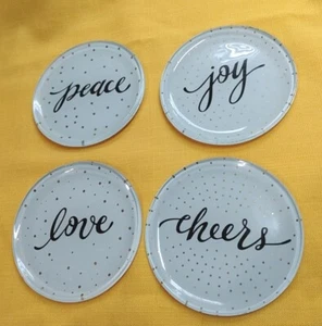 Prima Design Glas Teller 4er Set Vorspeise klein 4" rund gepunktet Peace Joy - Bild 1 von 14