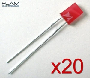 20x LED rectangulaire diode ROUGE 4,9x7x2mm - 20pcs RED rectangular 5mm LED lamp - Foto 1 di 6