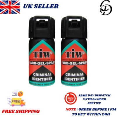 2 x Farb-Gel 40ml Personal Protection Spray Criminal ID Dye Marker 100% UK Legal - Image 1 of 4