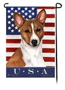 Patriotische USA Gartenflagge - rot-weiß Basenji 009A - Bild 1 von 1