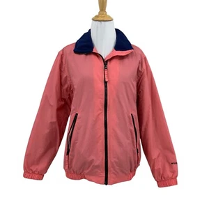 Woolrich Jacket Womens S Small Pink Navy Fleece Lined Full Zip Nylon Bomber - Picture 1 of 14