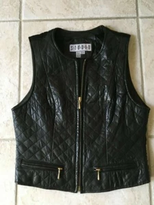 Vintage Black STUDIO Siena Quilted Leather Vest, Size M - Picture 1 of 7